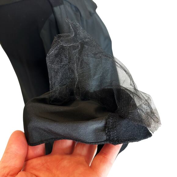 LUUKAA France Mixed Media Black Jacket Pleated Collar Stretch Size 4 Lagenlook - Picture 9 of 16